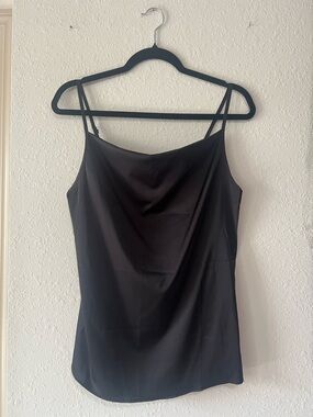 Classic Black Satin Cowl Neck Camisole